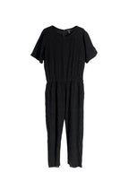 Eileen Fisher Black Woven Plissé Jumpsuit