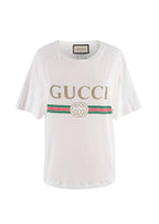 Gucci White Washed Logo Distressed Neckline  T-Shirt