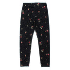 Monnalisa Kids Black Rose Print Velvet Leggings
