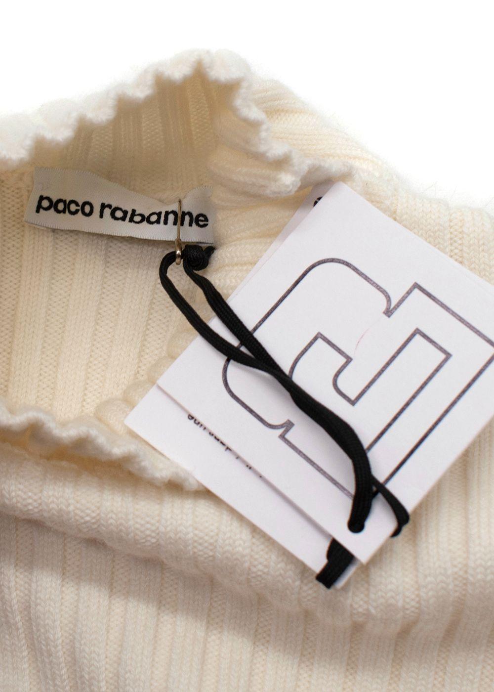 Paco Rabanne Cream Ribbed Crochet Trim Top