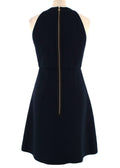 Erdem Navy Leather Floral Crystal Embellished Mini Dress