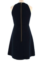 Erdem Navy Leather Floral Crystal Embellished Mini Dress