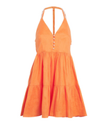 Maje Yellow Linen Pearl-Trim Mini Dress