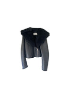 black leather & shearling aviator jacket