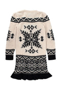 Kids 6Y Cream and Blue Intarsia Wool Jumper Dress