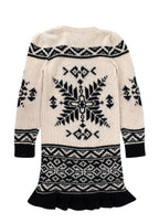 Kids 6Y Cream and Blue Intarsia Wool Jumper Dress