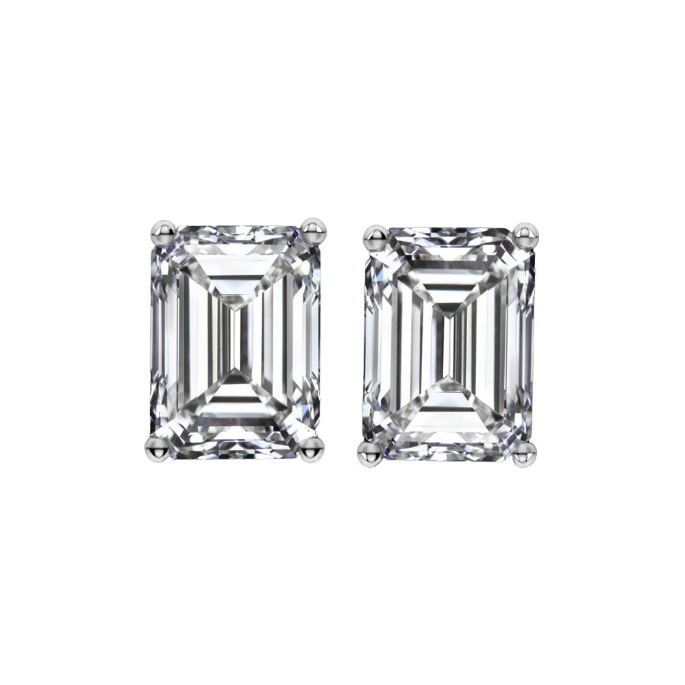 Emerald Cut Pair of 1.5 carat Lab Grown Diamond Stud Earrings - Custom Made