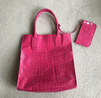 NEW Pink Aila Croc Embossed Bag