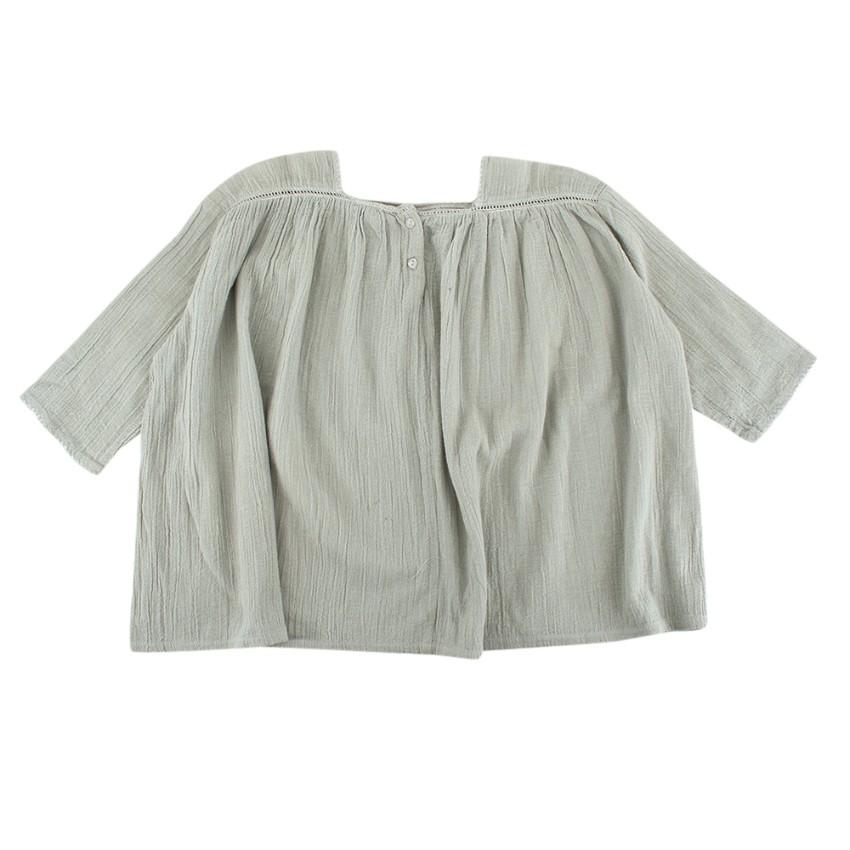 Caramel Faded Mint Green Blouse