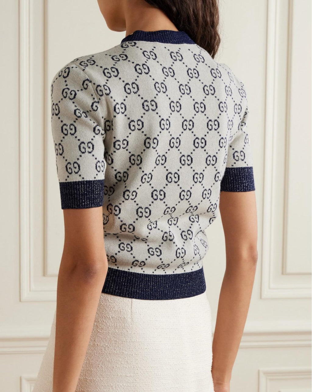 Gucci Metallic Monogram Short Sleeve Jumper