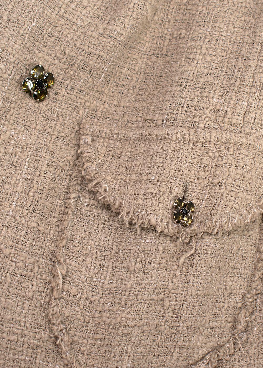 Dolce & Gabbana Beige Tweed Double Breasted Jacket