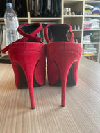 Giuseppe Zanotti Red Suede Ankle Strap Mules