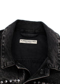 Alessandra Rich Washed Black Embellished Gem Denim Jacket