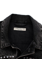 Alessandra Rich Washed Black Embellished Gem Denim Jacket