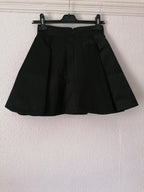 Black cotton blend A-line skirt