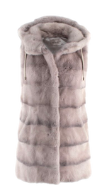Yves Salomon Grey Mink Fur Hooded Gilet