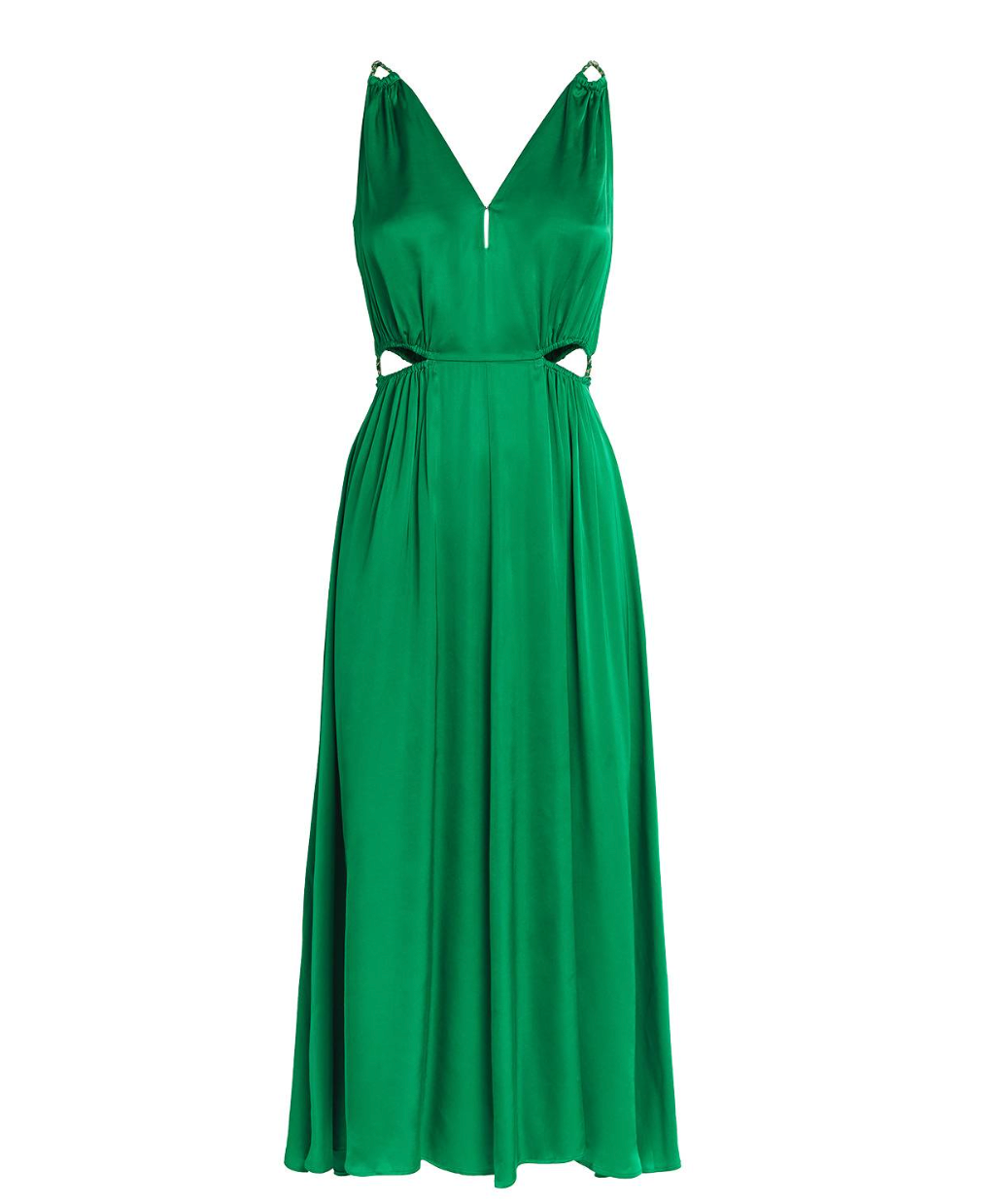 Maje V-Neck Cut-Out Woven Midi Dress