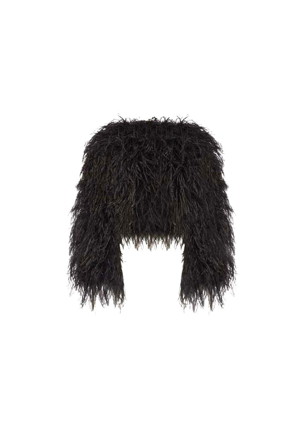black marabou Madonna jacket