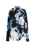 Off White Blue and Black Floral Shirt