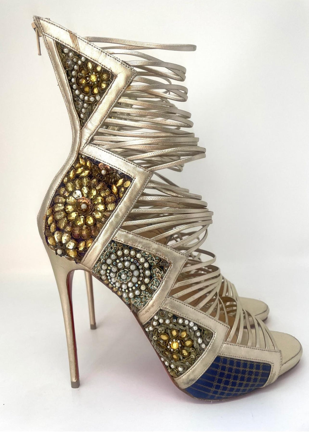 Gold Leather Deepiboot 120 Heeled Booties