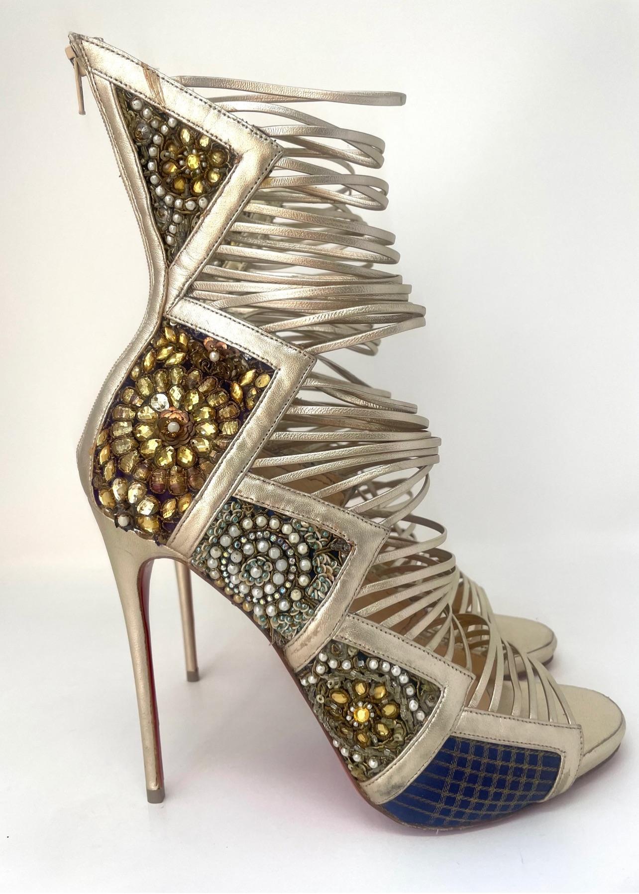 Gold Leather Deepiboot 120 Heeled Booties