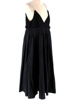 Sacai Black Wool Pleated Denim Skirt Midi Dress