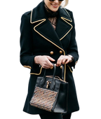 Saint Laurent Gold Trim Black Wool Coat