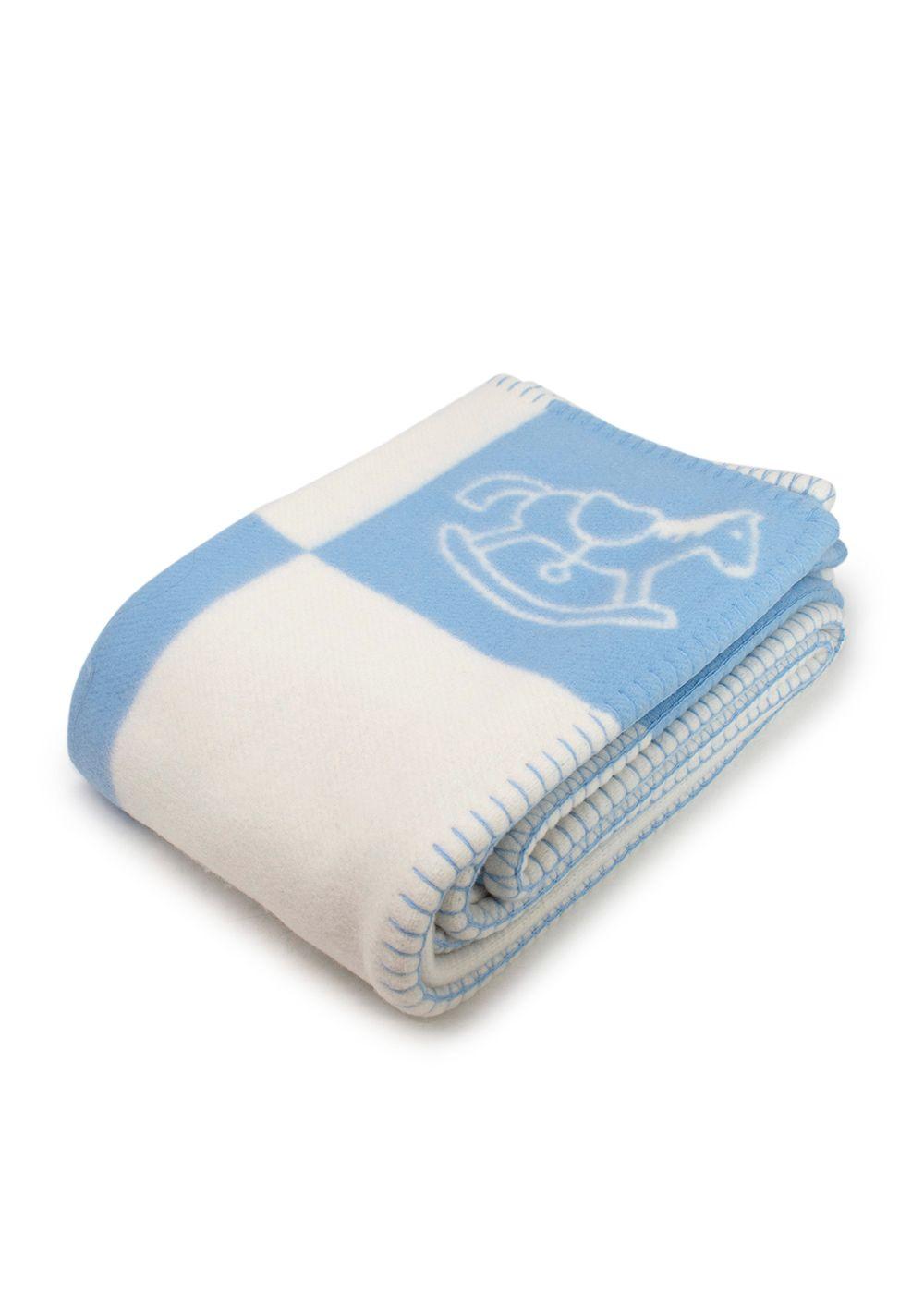 Hermes Blue Wool and Cashmere Adada Avalon Baby Blanket