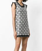 Chanel Black and White Sequin Embellished Dress