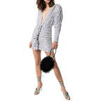 Attico silver sequin embellished rushed mini dress