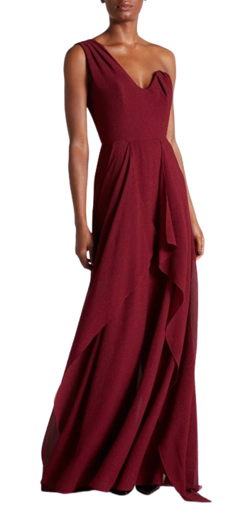 Roland Mouret Burgundy Silk Evening Gown