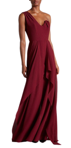 Roland Mouret Burgundy Silk Evening Gown