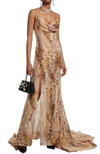 Alessandra Rich Leopard-Print Silk Georgette Gown
