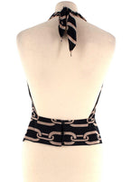Nili Lotan Black Agathe Chain Print Silk Halterneck Top