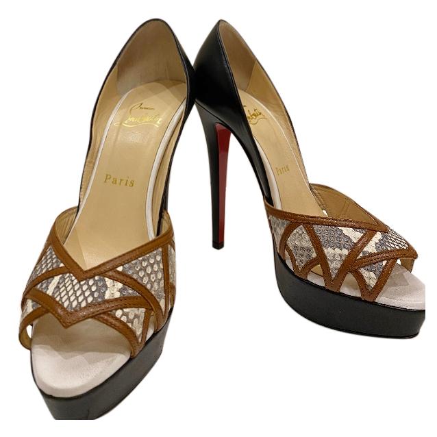 Christian Louboutin Python & Leather Platform Pumps