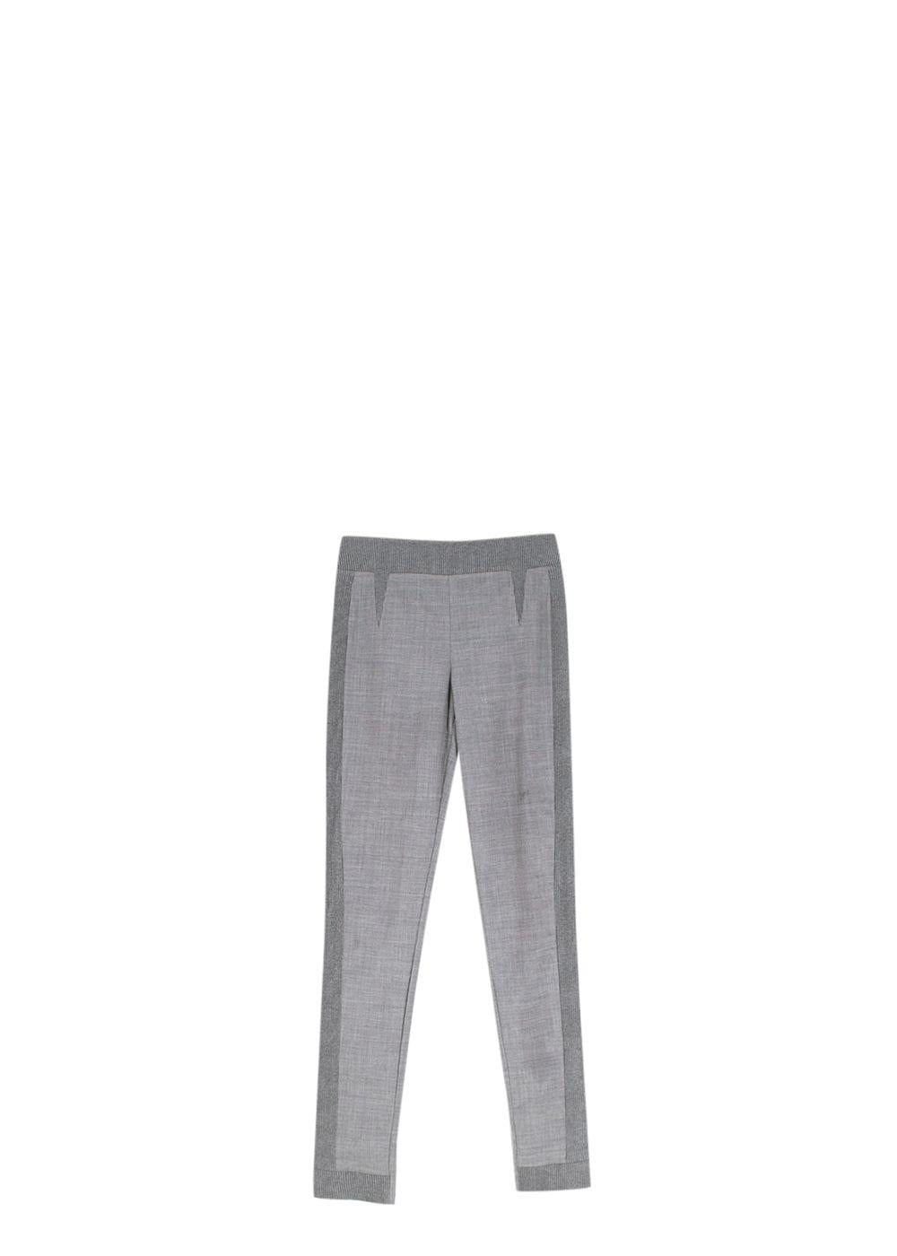 Grey Stretch Knit Slim Fit Trousers