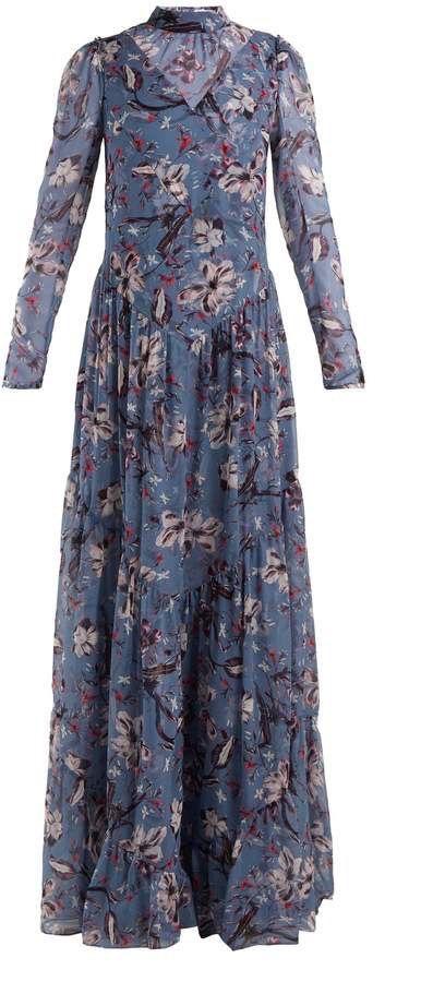 Floral Print Long Sleeved Gown