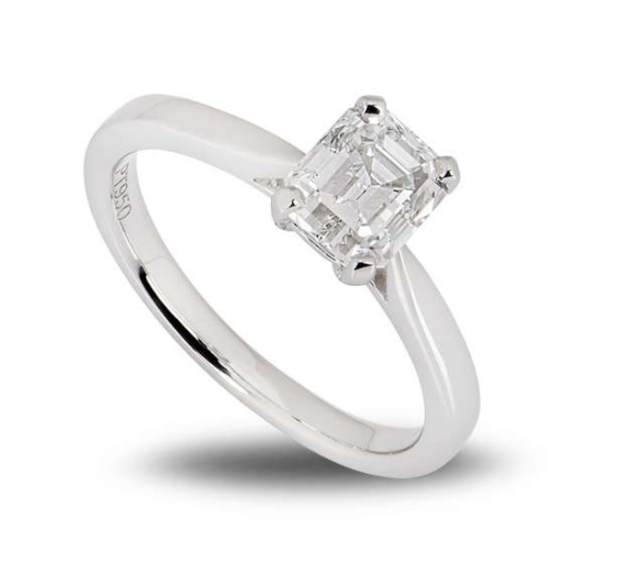 Bespoke Platinum Emerald Cut Diamond Ring