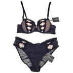 Chantal Thomass Couture Black Bow Pad Bra & Brief Set