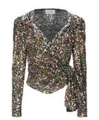 The Attico Multicoloured Sequin Wrap Top