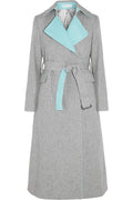 Sacai Soft Grey Wool Blend Trench Coat
