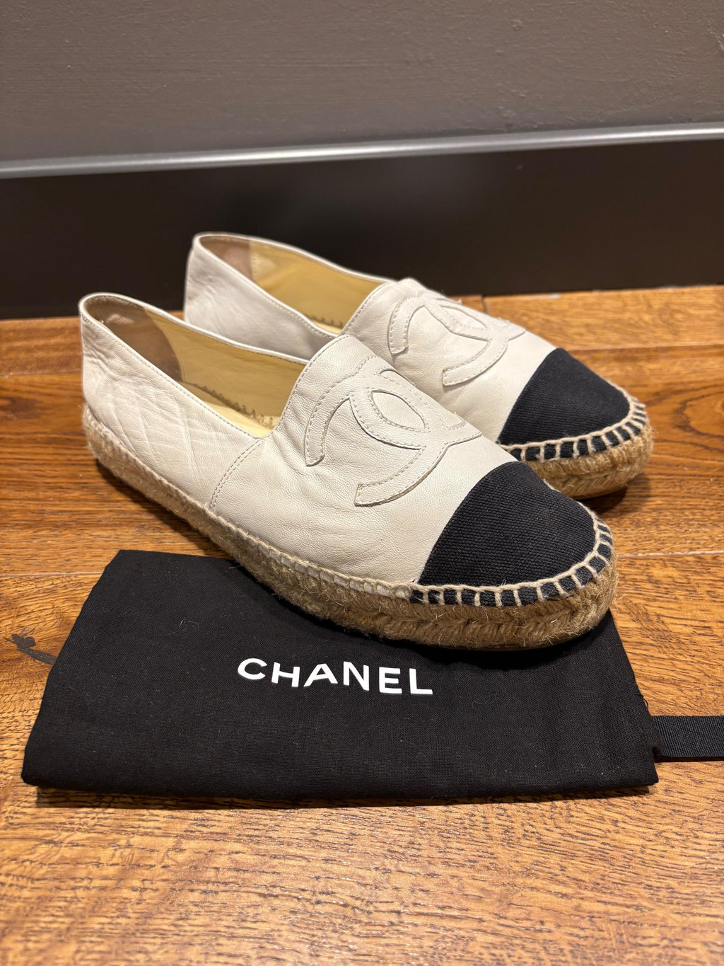 Chanel Black And White Espadrilles