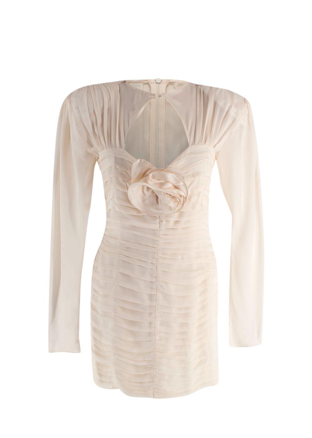 Magda Butrym Cream Rose Detail Silk Mini Dress