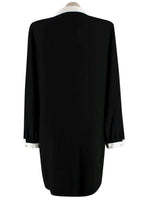 Saint Laurent Black Peter Pan Collar Mini Dress with Neck Tie Detail