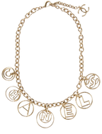 Chanel Gold Tone Letter Necklace