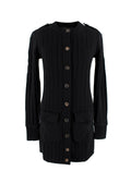 Derek Lam Black Ribbed Knitted Longline Cardigan