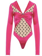 Marine Serre Pink Regenerated Jersey Bodysuit