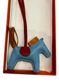 Hermes Celeste Milo Lambskin Horsehair Grigri Rodeo Horse Bag Charm