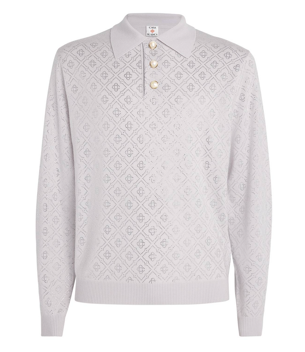 Casablanca Grey Merino Wool Polo Shirt