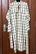 Virgin Wool Black And White Checked Shirt Dress